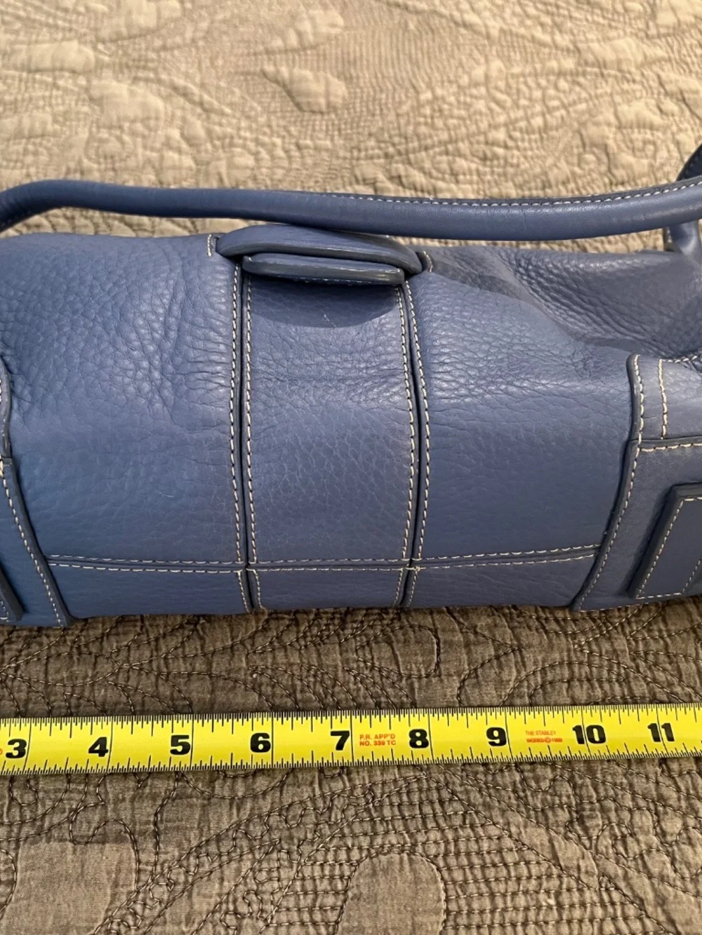 Ann Taylor Periwinkle Light Blue Pebbled Leather Magnetic Clasp Handle Clutch